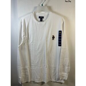 Polo Ralph Lauren Mens xl White Waffle Knit Long Sleeve Polo Bear Thermal Shirt